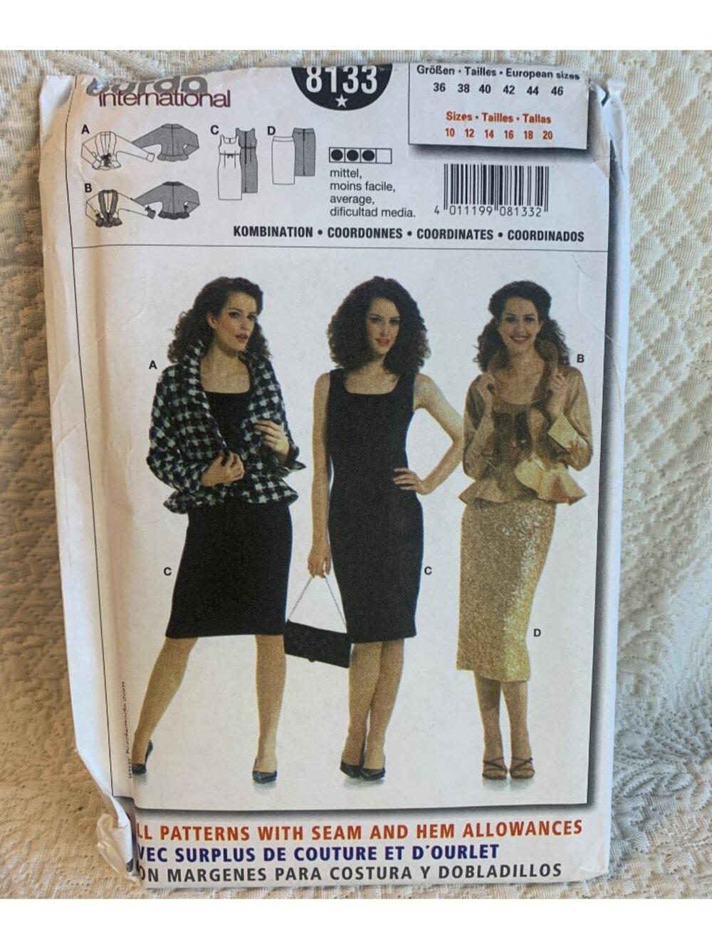 Burda Misses Dress Skirt Jacket Sewing Pattern Size 10 12 14 16 18 20 8133 Uncut